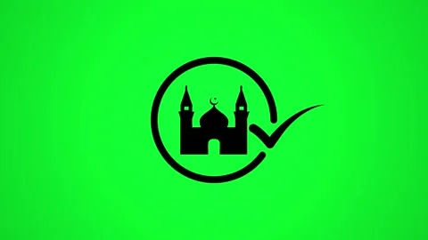 Animated mosque icon with circular progress indicator and checkmark, motion.. 스톡 동영상 346498147