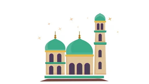 Animated mosque illustration in clean flat styles Stock Footage 327783956