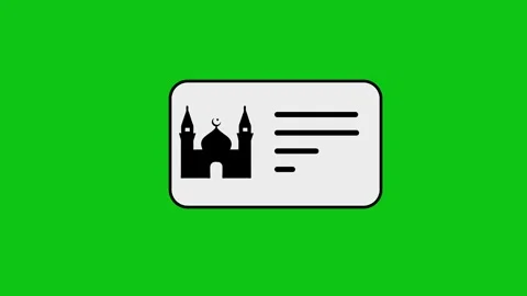 Animated mosque information card appearing on green screen background. Stock Footage 346496857