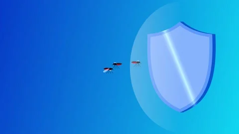 Animated mosquito repellent shield effect with mosquito bouncing off protective  Stock Footage 317143044