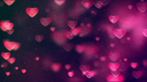 Animated motion background loop - Pink hearts floating on dark purple background Stock Footage 66480368