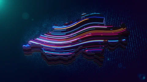 Animated Motion Background Showing Wavy Map Reveal of 3D Switzerland with G.. Stock Footage 340563862