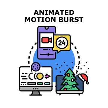 Animated motion burst creating video content on devices Stock Illustration