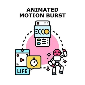 Animated motion burst creating video content on smartphone Stock Illustration