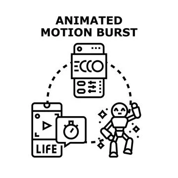 Animated motion burst creating video content on smartphone Stock Illustration