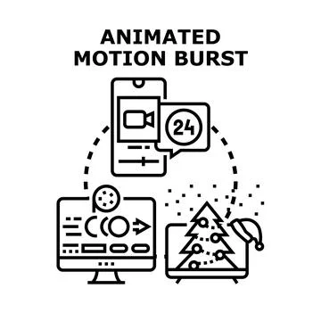 Animated motion burst creating video content on devices Stock Illustration