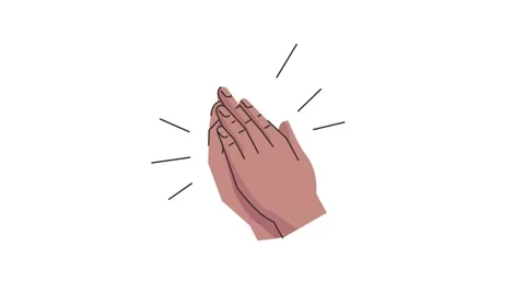 Animated motion graphic of clapping hands with lines showing movement on wh.. Stock Footage 334090895