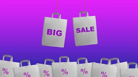 Animated motion graphic craft paper bag, sale concept, shop Stock Footage 109347335