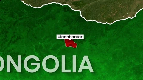 Animated motion graphic highlights Mongolia and Ulaanbaatar location video Stock Footage 343919167