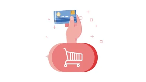 Animated motion graphic showing hand holding credit card above shopping car.. Stock-Footage 339072211