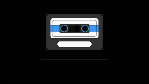 Animated motion graphics of classic retro audio tape illustration with alpha cha Stock Footage 123050971
