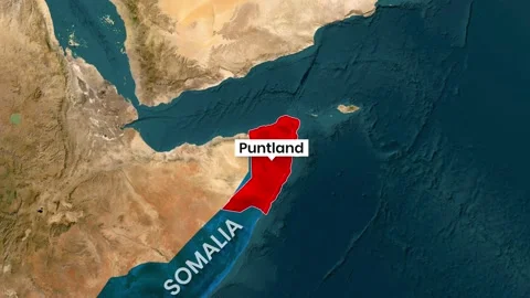 Animated motion graphics clip highlighting the Puntland region in Somalia Stock Footage 343218253