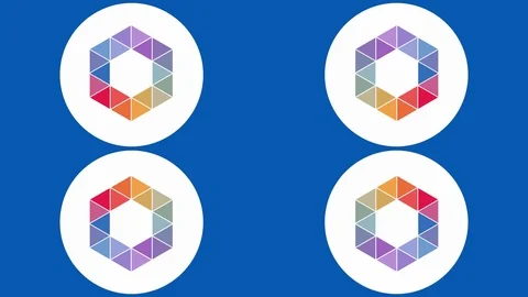 Animated motion graphics multi color triangle circular loading pattern effect Stock Footage 94758877