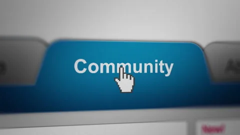 Animated Mouse Cursor Clicking Community Tab UI on Website Stock Footage 248780564
