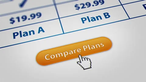 Animated Mouse Cursor Clicking "Compare Plans" Button Stock Footage 241314210