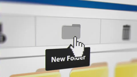 Animated Mouse Cursor Clicking Create New Folder Button Stock Footage 244761123