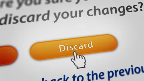 Animated Mouse Cursor Clicking Discard Button on Website Stock Footage 246914687