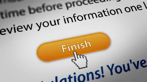 Animated Mouse Cursor Clicking Finish Button on Website Stock Footage 248485974