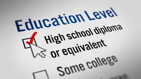 Animated Mouse Cursor Clicking "High school diploma or equivalent" Checkbox Stock Footage 249443612