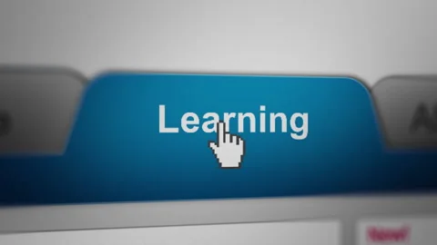 Animated Mouse Cursor Clicking Learning Tab UI on Website Stock Footage 255693469