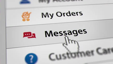 Animated Mouse Cursor Clicking Messages Button on Website Stock Footage 246790785