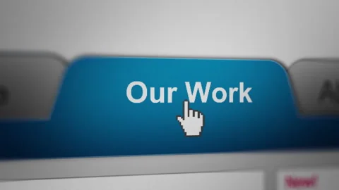 Animated Mouse Cursor Clicking Our Work Tab UI on Website Stock Footage 255891080