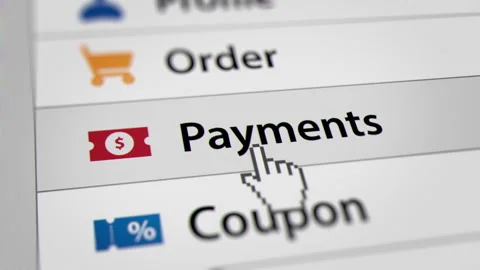 Animated Mouse Cursor Clicking Payments Tab UI on Website Video stock 251011122