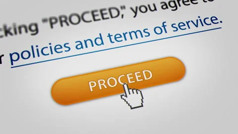 Animated Mouse Cursor Clicking 'Proceed' Button Stock Footage 243577309