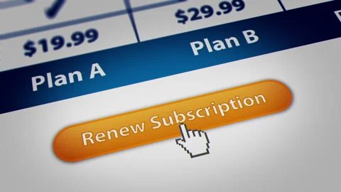 Animated Mouse Cursor Clicking Renew Subscription Button on Website Stock-Footage 249039783