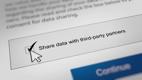 Animated Mouse Cursor Clicking "Share data with third-party partners" Checkbox Stock Footage 244527905