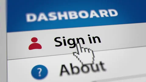 Animated Mouse Cursor Clicking Sign In Tab UI on Website Stock Footage 251012995