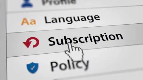 Animated Mouse Cursor Clicking Subscriptions on Web UI Stock Footage 249445821