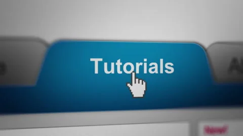 Animated Mouse Cursor Clicking Tutorials Tab UI on Website Stock Footage 259003778
