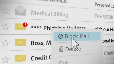 Animated Mouse Cursor Clicks to Block the Mail Menu on Webmail Stock Footage 244761279