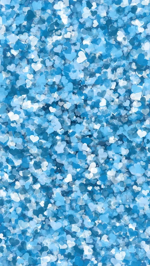 Animated movement and flickering of small confetti made of blue hearts. Looped Video stock 301056771
