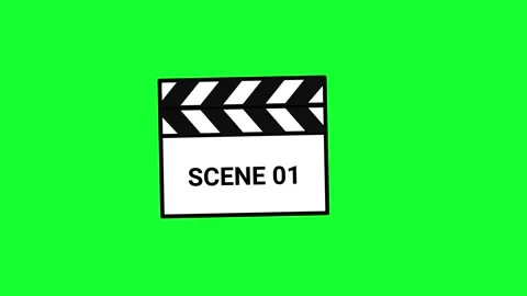 Animated movie clapperboard clacking scene 01 loop on green screen backgrou.. Stock Footage 340565142