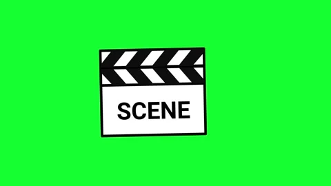 Animated movie clapperboard clacking scene 01 loop on green screen backgrou.. Stock Footage 340565153