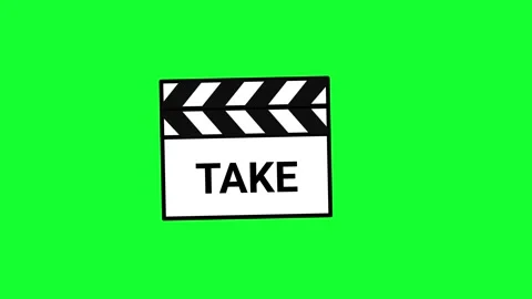 Animated movie clapperboard clacking take 01 action loop on green screen an.. Stock Footage 340565202