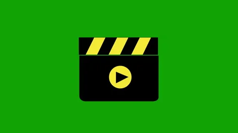 Animated movie clapperboard snapping open and shut on green screen Stock Footage 339980349