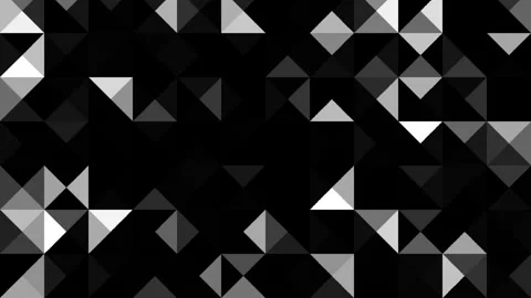 Animated moving polygon black background. artistic triangle black and white Stock Footage 341297885