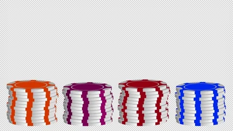 Animated multi-colored casino chips on a blank background. Stock Footage 147289814