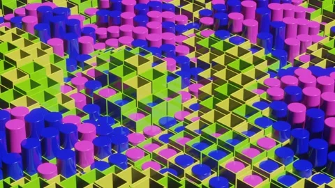 Animated multicolor cubes and cylinders ... | Stock Video | Pond5