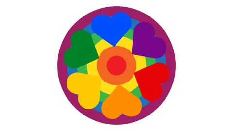 Animated multicolor rainbow circle and heart. Stock Footage 159412126