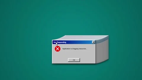 Animated Multiple Not Responding Error Messages Stacking Up on a Retro Comp.. Stock Footage 347347595