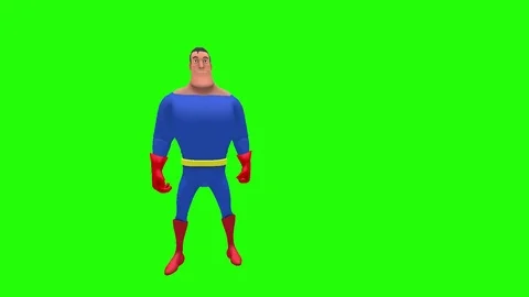 Animated muscleman character bless self Stock Footage 84856863