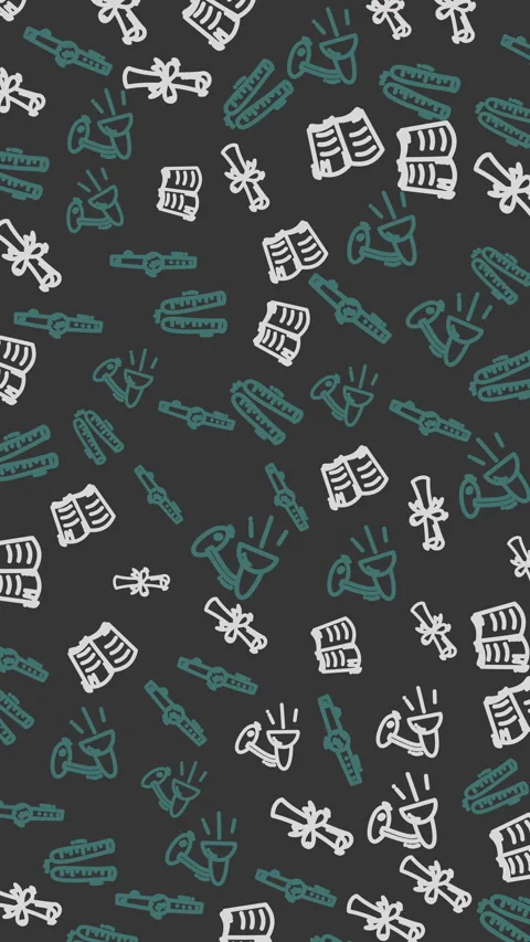 Animated Music Instruments Pattern Background Loop Retro Style Stock Footage 341447507