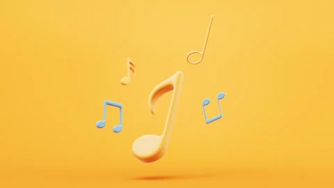 Animated music notes floating in yellow background 스톡 동영상 327517112