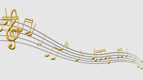 Animated music notes on a sheet wave line. Stock Footage 281666487