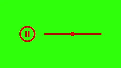 Animated music player controls pause button and progress bar on green scree.. Stock Footage 329145186