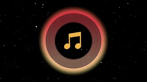 Animated musical note icon with a red and yellow glowing circle on a star 動画素材 319613942